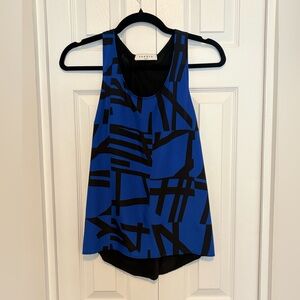 Sandro Blue and Black Geometric Women's Top